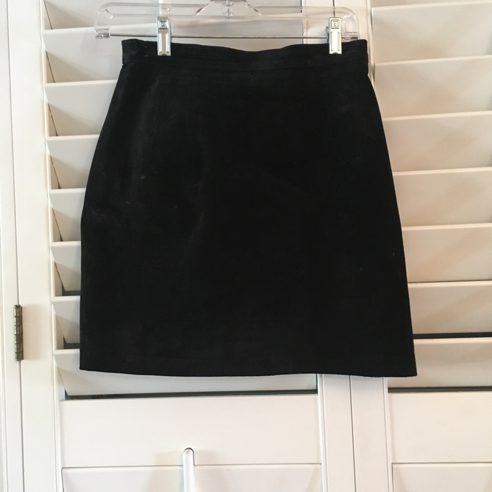 Black leather mini skirt